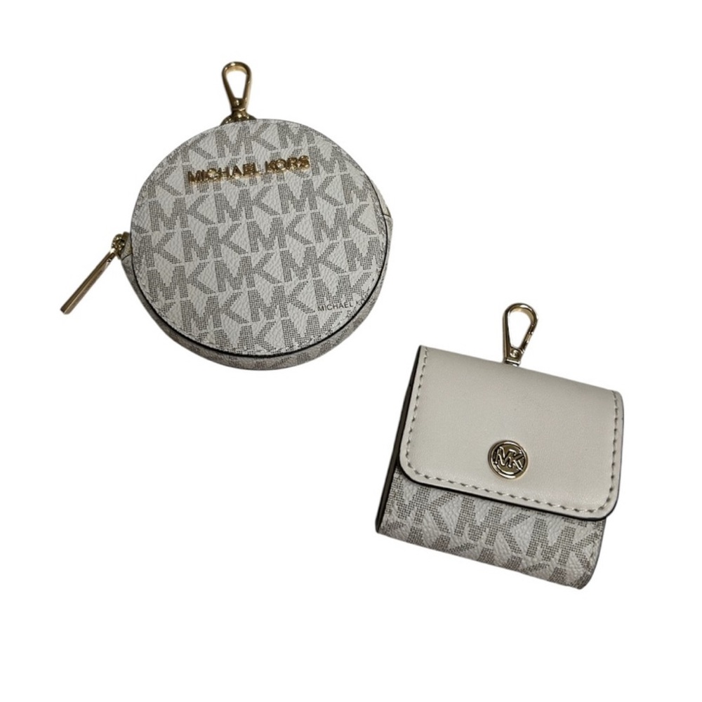 Michael Kors White and Gray Monogram Key & Card Holder Set